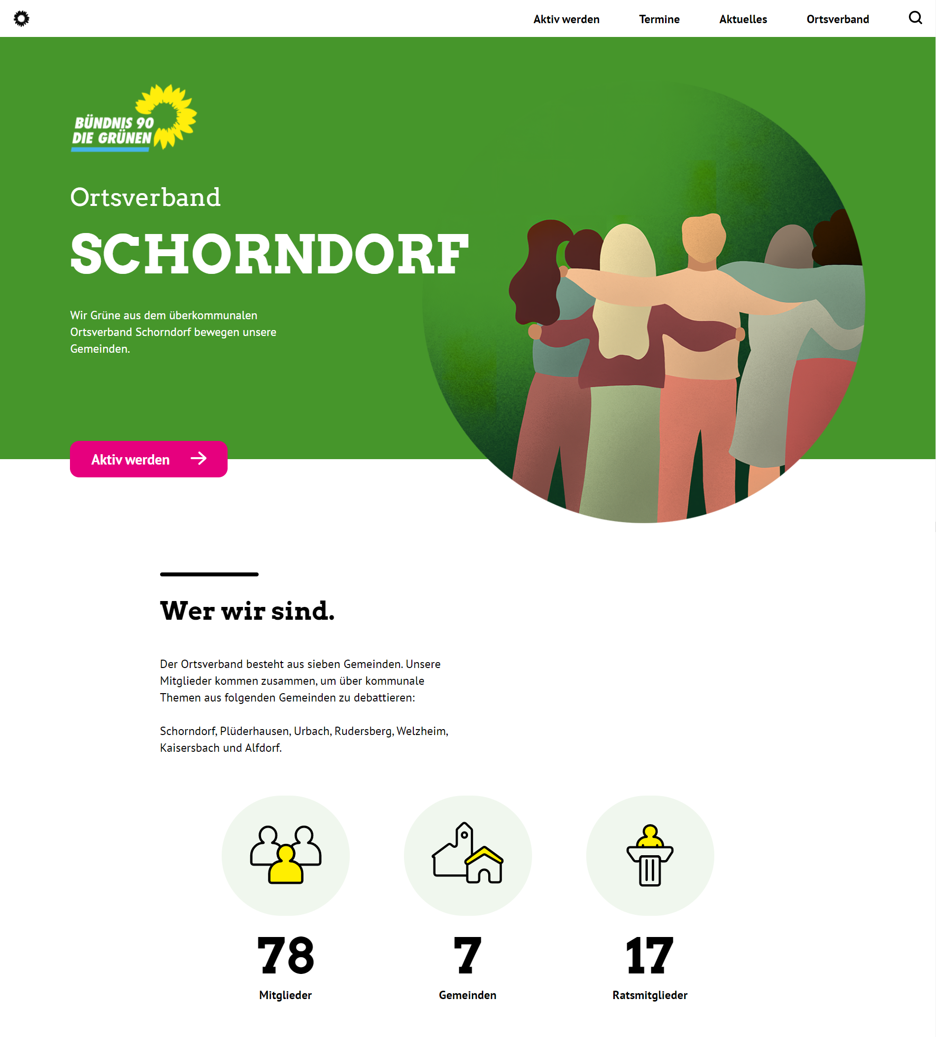 screenshot of green party schorndorf website